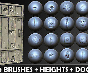 Zbrush - Environmental Wood damage Brushes