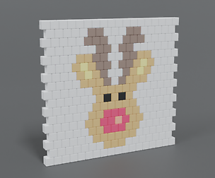 Low Poly Cartoon Rudolph Brick Wall