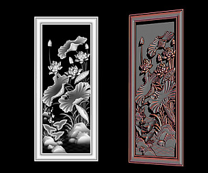 3D STL Models - Decorative lotus flower relief