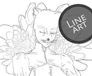 Lineart (ONLY) Coloring Page02 | Fantasy Character