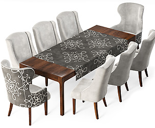 Dove Gray Velvet Dining Chairs & table