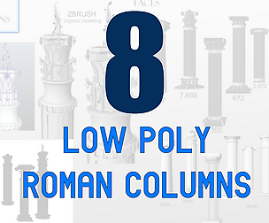 Eight 3D Roman Columns