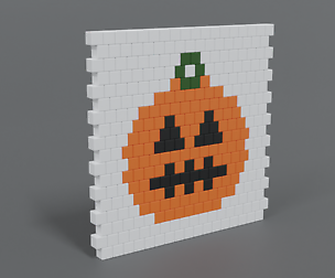 Low Poly Cartoon Pumpkin Brick Wall