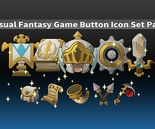 Casual Fantasy Game Button Icon Set Pack