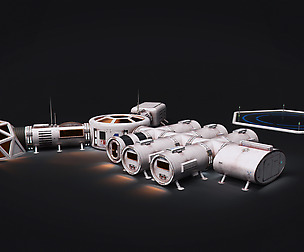 Space Mars Colony Scene 8K Textures Low-poly