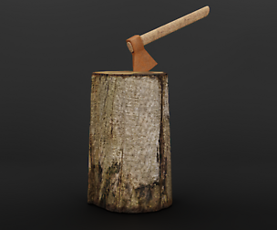 Stump and rusty axe