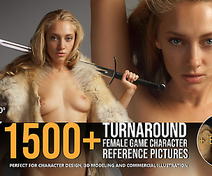 1500 Female Game Character Turnaround Poses