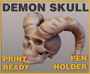 Demon Skull Pen Holder