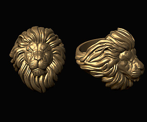 Lion Head Ring 3D print model