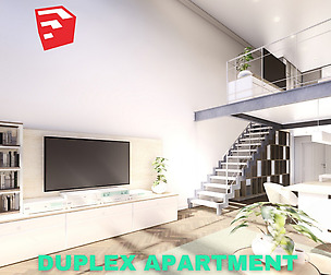 Modern Duplex Apartment Scene - SketchUp