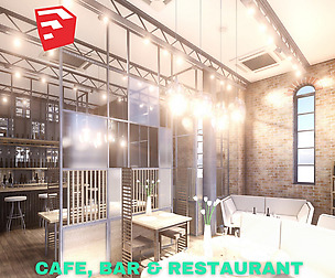 Intimate Cafe, Bar & Restaurant Scene - SketchUp