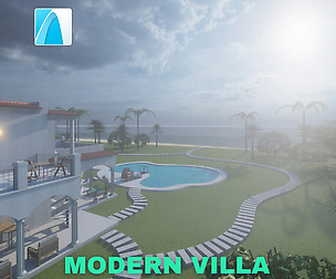 Modern Villa with Private Pool Scene - Archicad
