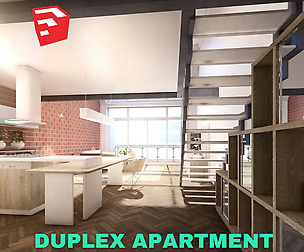 Modern Duplex Apartment Scene - SketchUp Low Poly