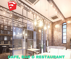 Intimate Cafe, Bar & Restaurant - SketchUp LowPoly