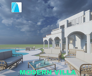 Modern Villa with Private Pool - Archicad LowPoly