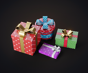 Christmas gifts 1 Low-poly 3D model