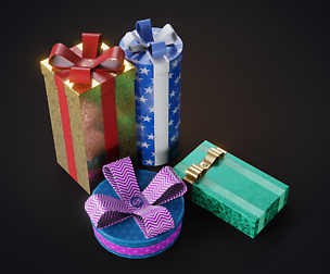 Christmas gifts 2 Low-poly 3D model