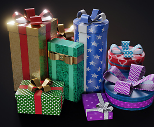 Set of Christmas gifts Low-poly 3D model