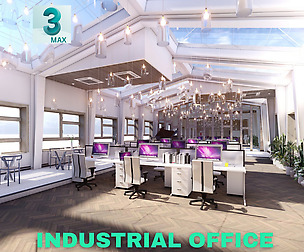 Industrial Office on Attic with Skylights 3DS MAX