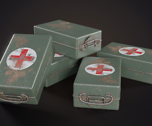 Old med kit Low-poly 3D model