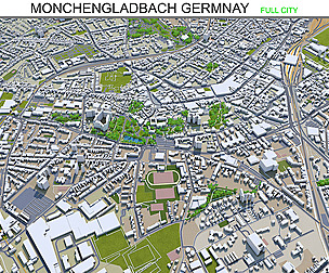 Monchengladbach city Germnay 3d model 50km