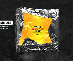 HIGH RESOLUTION MOCK-UP BUNDLE METALLIC WRAP