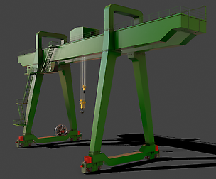 PBR Double Girder Gantry Crane V1 - Green