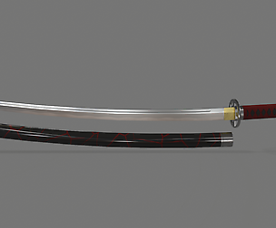 PBR Katana Japanese Sword Red
