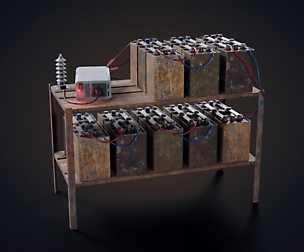 Handmade battery bank Low-poly 3D model