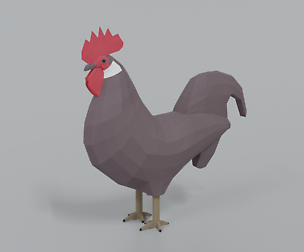 Low Poly Cartoon Rooster