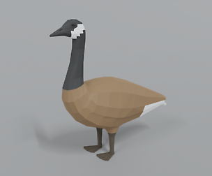 Low Poly Cartoon Canada Goose