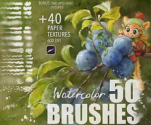 Procreate Watercolor brushes + Paper textures