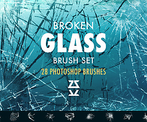 Broken glass Photoshop brush set
