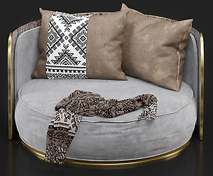 Light Gray Fabric Whit Shawl Circle Style