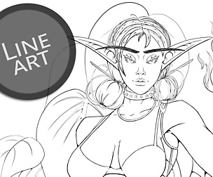 Lineart (ONLY) Coloring Page06 | Fantasy Character