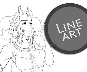 Lineart (ONLY) Coloring Page07 | Fantasy Character