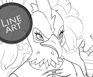 Lineart (ONLY) Coloring Page08 | Fantasy Character