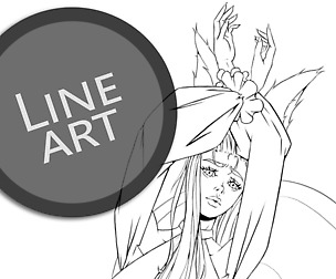 Lineart (ONLY) Coloring Page10 | Fantasy Character