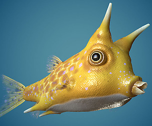Fish Lactoria cornuta Lowpoly