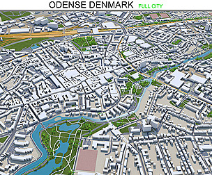Odense city Denmark 3d model 60km