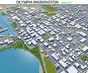 Olympia city Washington 3d model 40km