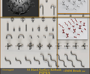 55 Hard Surface Pipes Kitbash + IMM Brush