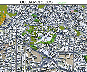 Oujda city Morocco 3d model 50km