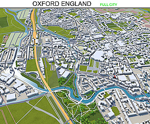 Oxford city England 3d model 50km