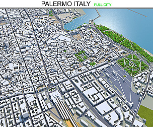 Palermo city Italy 3d model 40km