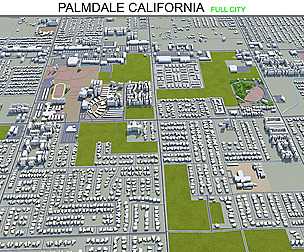 Palmdale city California 3d model 60km