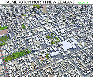 Palmerston North city New Zealand 3d model 40km
