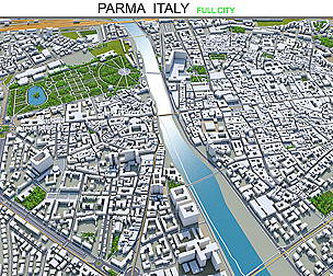 Parma city Italy 3d model 20km