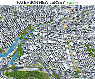 Paterson city New jersey 3d model 20km
