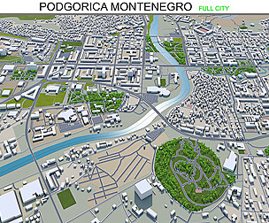 Podgorica city Montenegro 3d model 30km